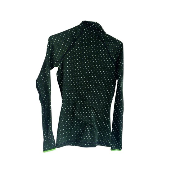 Women Nike Pro Hyperwarm 1/2 Zip Pullover Black/Neon Green Dots XS - Picture 2 of 7